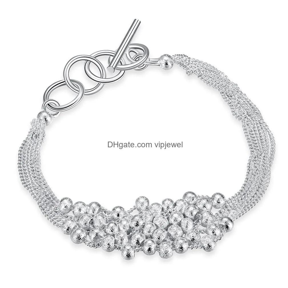 wholesale beads chain silver color bracelets for women lady wedding high quality fashion jewelry christmas gifts nice