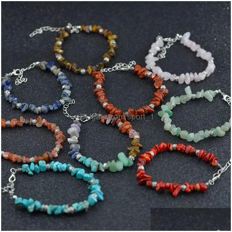 natural stone chip bracelet chakra crystal healing gemstone stretch braceletss tumble polished stones fashion jewelry for women gift