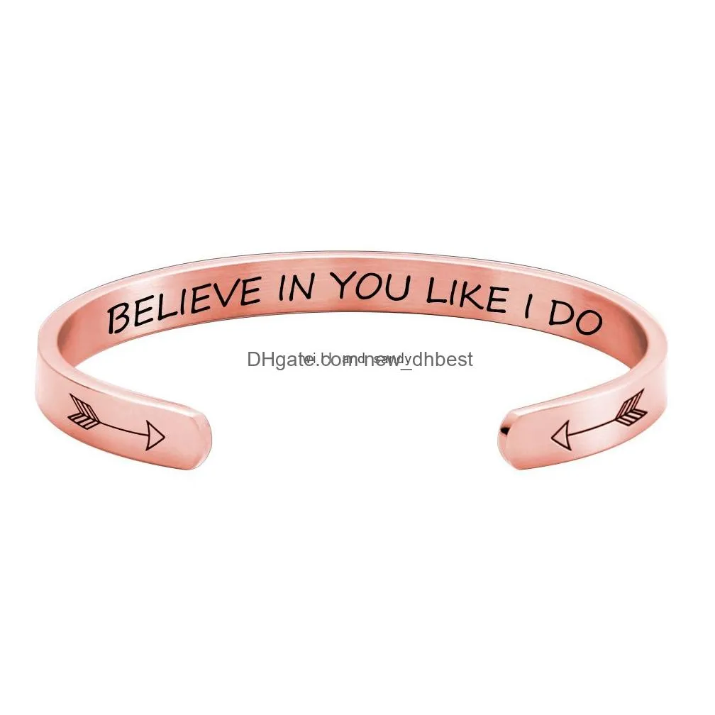 letter believe in you like i do bangle cuff cshape stainless steel bracelets open cuff wristband for women men fashion jewelry will and