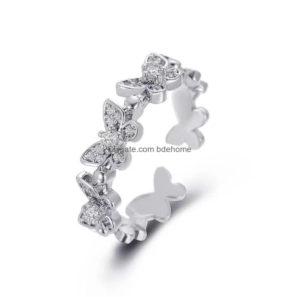 new fashion silver color dancing moving butterfly ring dainty insect minimalist rings for women girls french jewlery 2021 trend