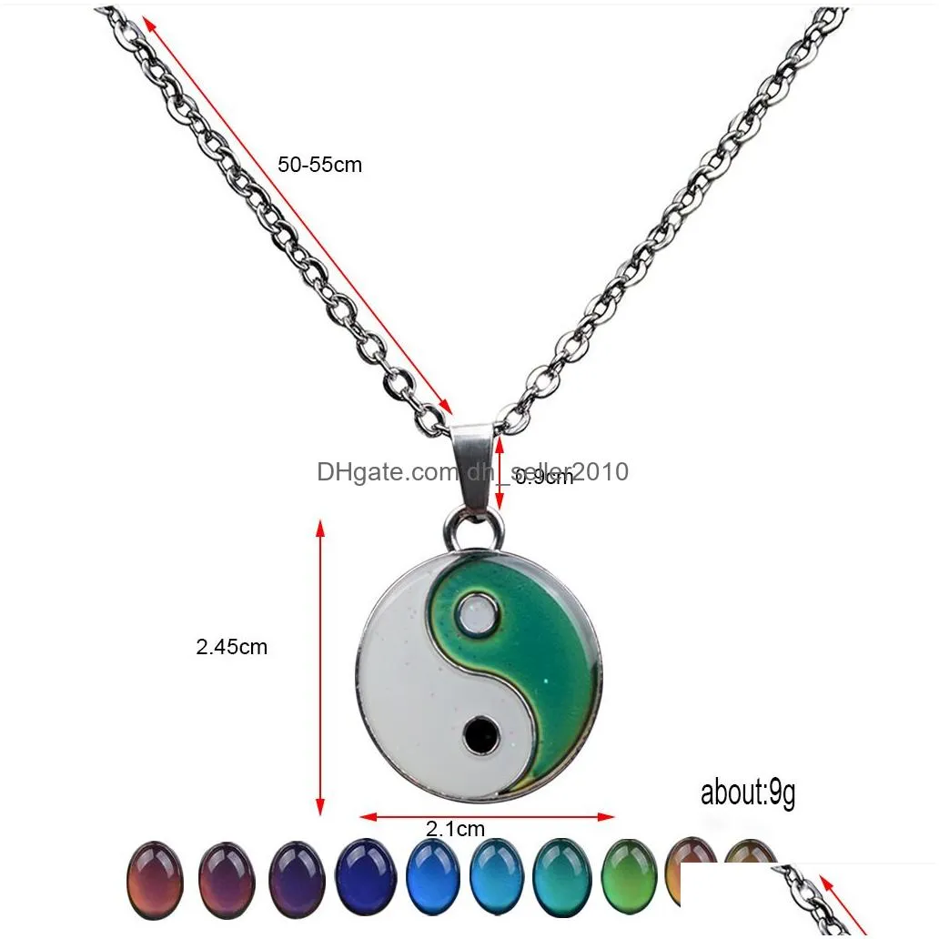 yinyang color changing temperature sensing necklace coin pendant women children necklaces fashion jewelry will and sandy