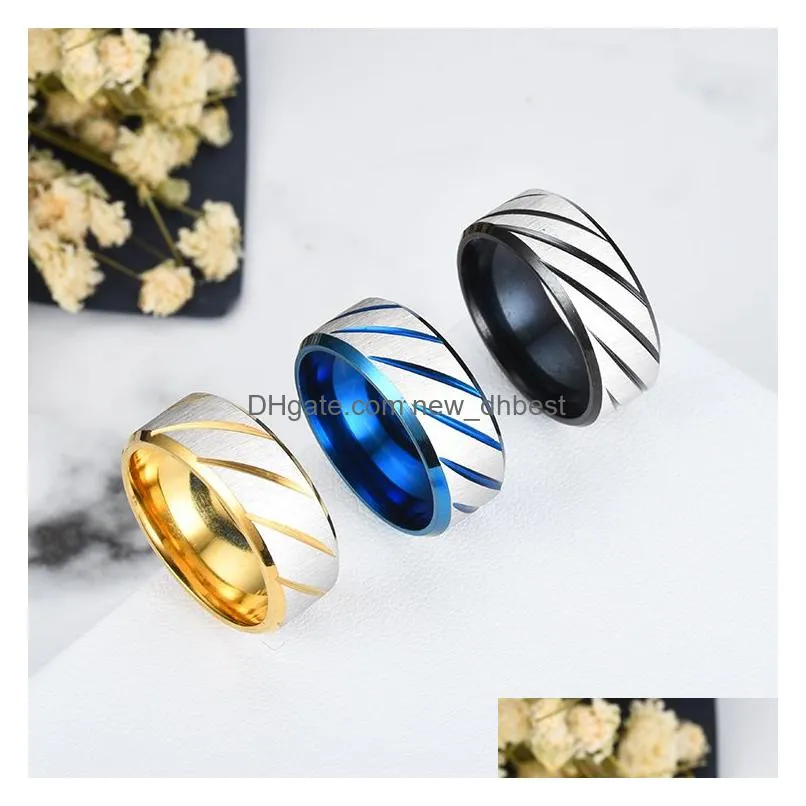 stainless steel cross grain twill ring blue gold couple band rings women mens fashion jewelry gift will and sandy