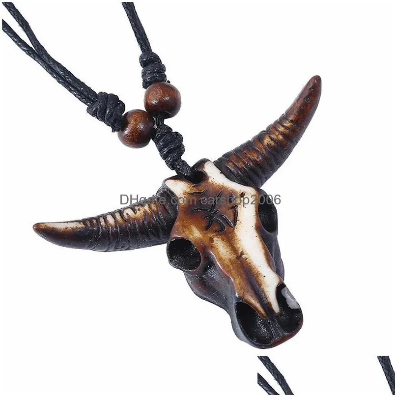 retro cow head necklaces art animal head pendant fashion jewelry necklace for women men home decor gift