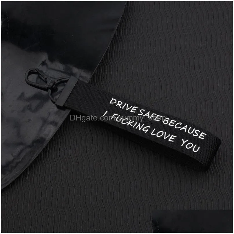 drive safe lanyard keychain hangs heart love you safe drive car key ring ribbon bag hangs women men fashion jewelry will and sandy