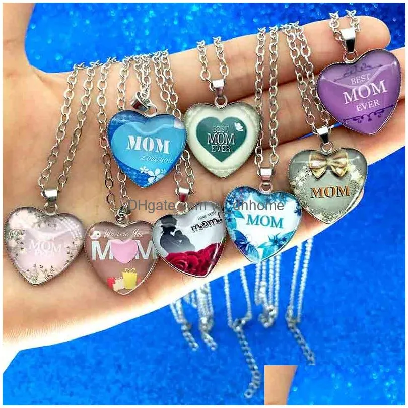 love you mom necklace glass cabochon heart necklace pendants mom ever fashion jewelry mother gift will and sandy drop ship