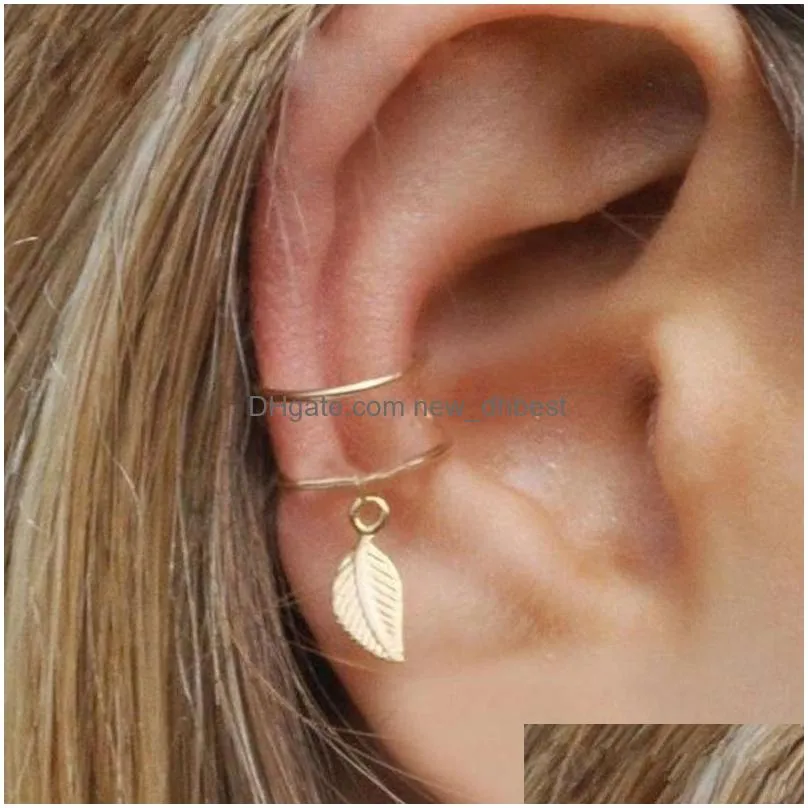 star leaf clip on earrings c shape silver gold leaves dangle hoop ear rings women ear cuff fashion jewelry will and sandy gift