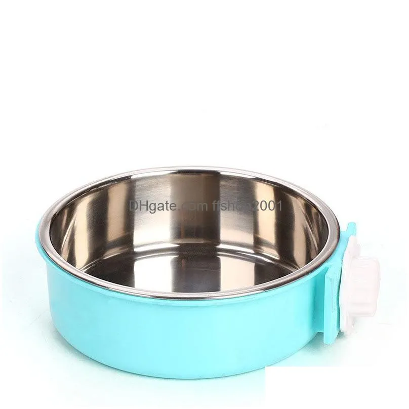 stainless steel pet dog cat bowls lock on cage bowls feed drink pet supplies will and sandy drop ship