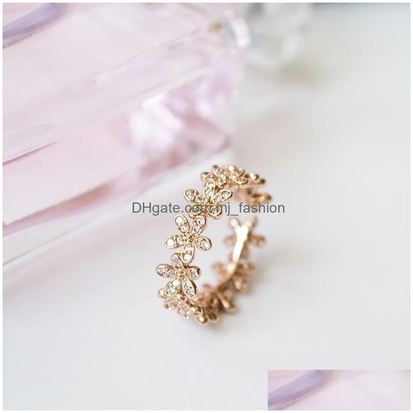 silver stackable infinite heart daisy flower ring for women original rings brand jewelry gift