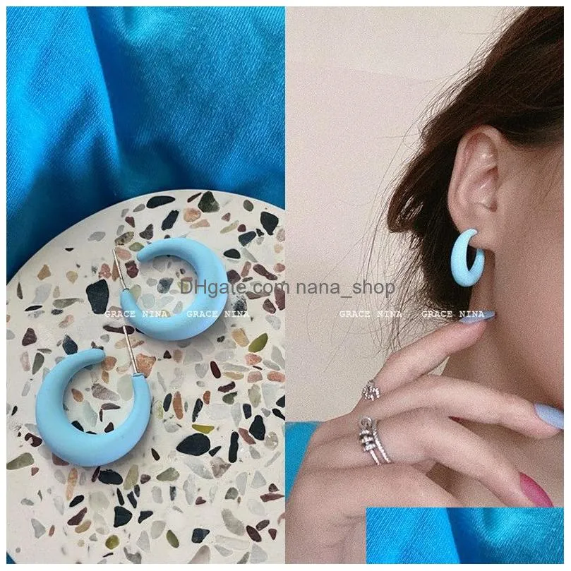 fashion candy color resin circle dangle earrings korean semicircle c shape round acrylic hoop earrings 2022 trendy jewelry gifts