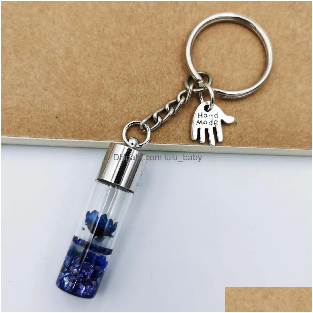 wishing bottle eternal flower keychain student pendant backpack car key accessories couple gift