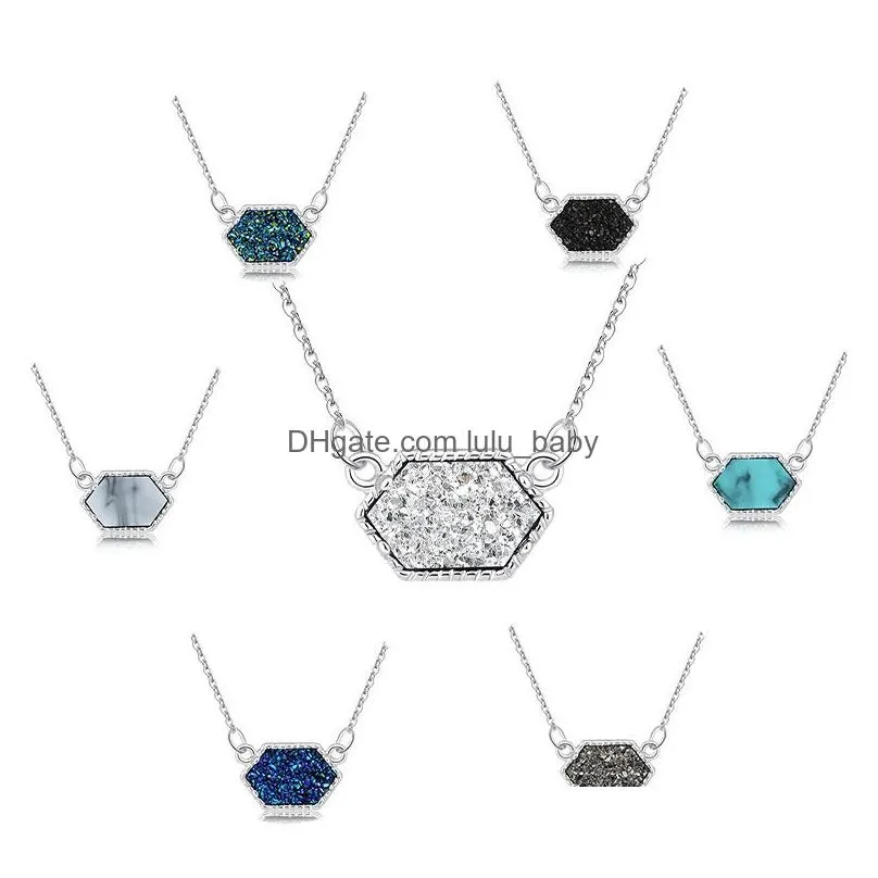 pendant necklaces women colorful crystal cluster turquoise diamond necklace europe and america simple clavicle chain gift