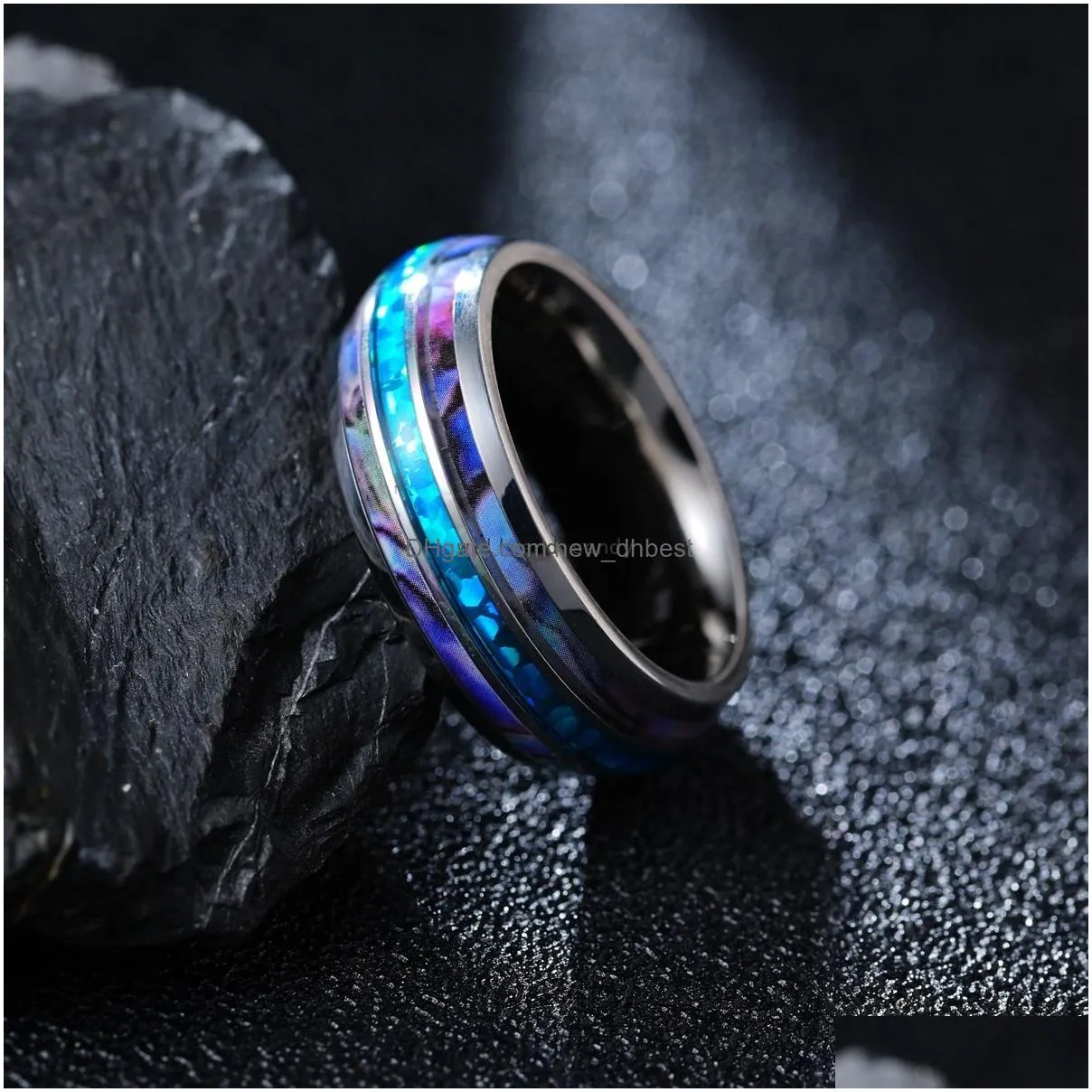 8mm tungsten carbide ring band finger imitation opal rings for women men fashion jewelry will and sandy