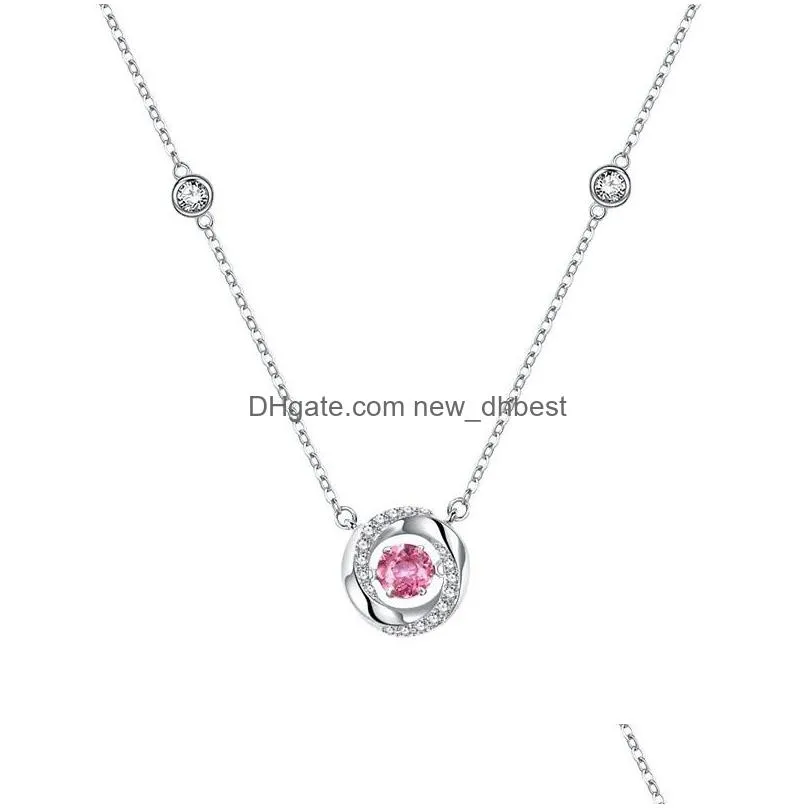 pendant necklace for women beating heart silver round brilliant cut chain jewelry wedding gift