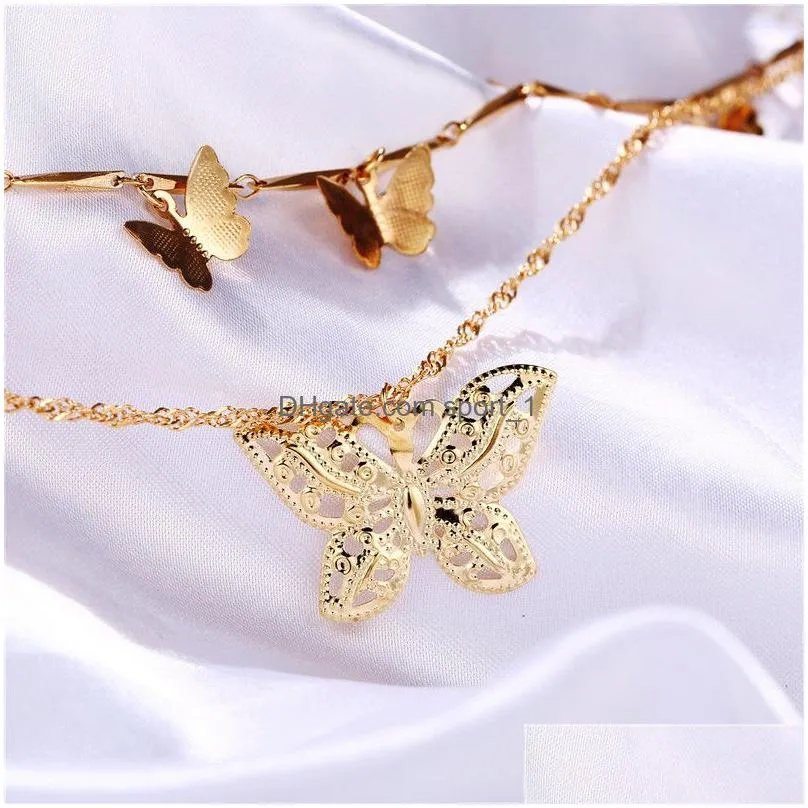 gold hollow butterfly necklace multilayer butterfly necklace chokers women necklace pendants fashion jewelry will and sandy gift