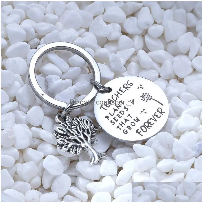 stainless steel teaches key ring tree charm letter teathers forever keychain holder hangs fashion jewelry will and sandy