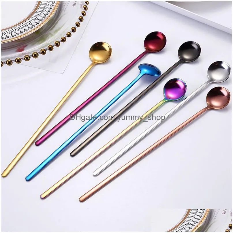 long handle tirring scoops stainless steel coffee scoops ice scoop mug cup spoon home kitchen coffeeware