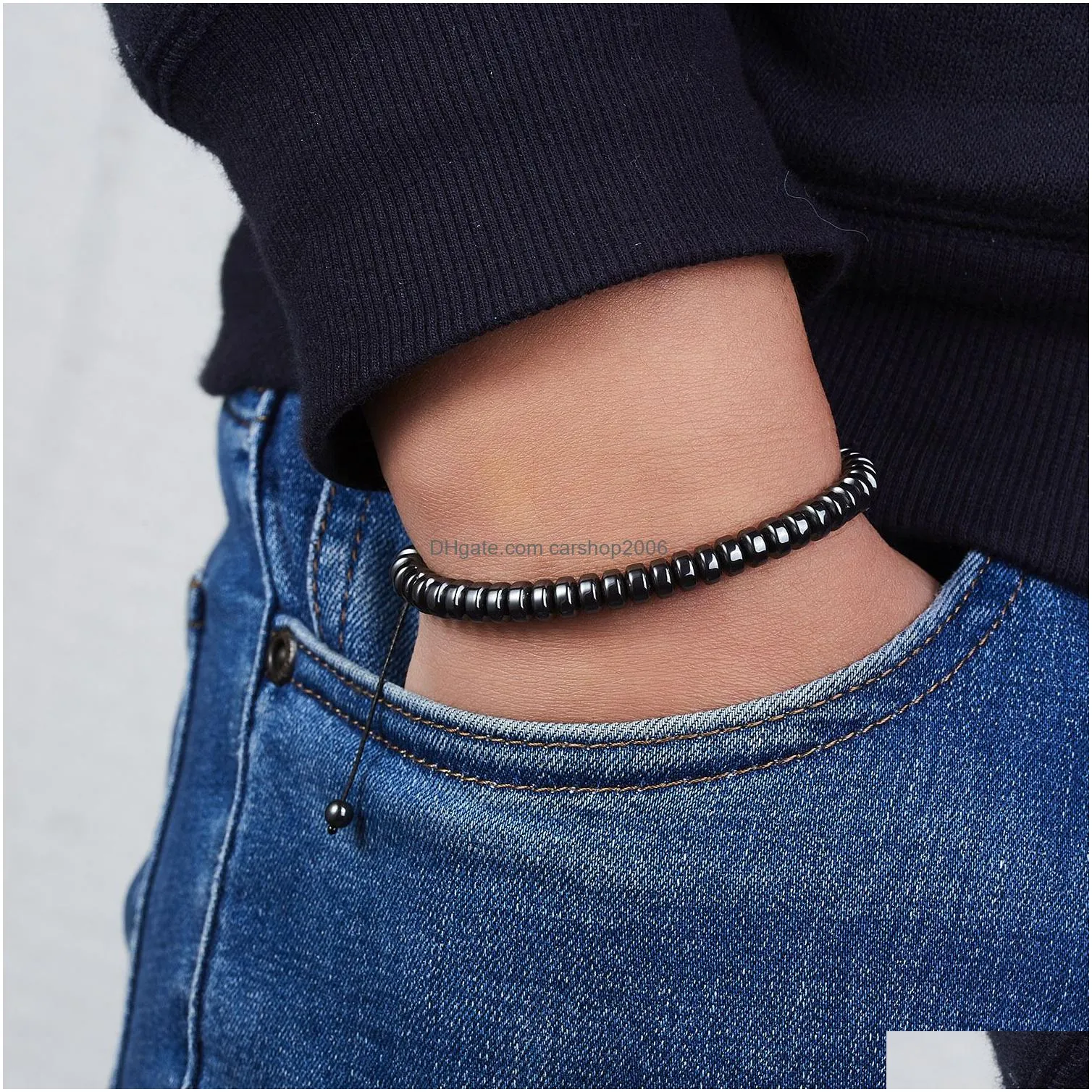 magnetic therapy health care loss weight effective black stone bracelets slimming stimulating acupoints arthritis pain relief