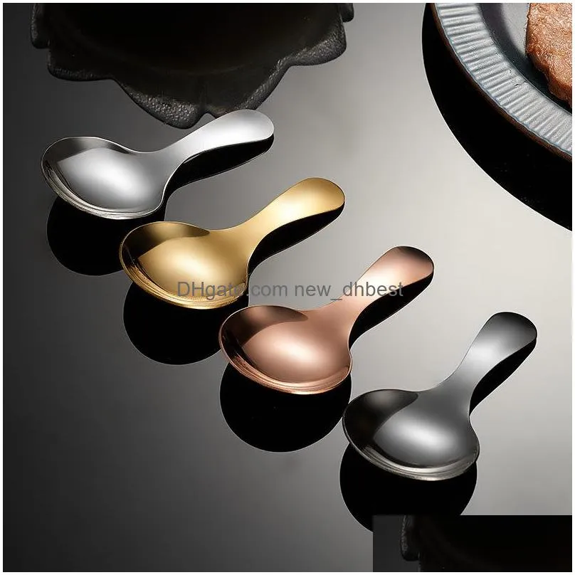 short stainless steel ice cream dessert spoon cutlery gold home restaurant kitchen dining flatware tableware tool