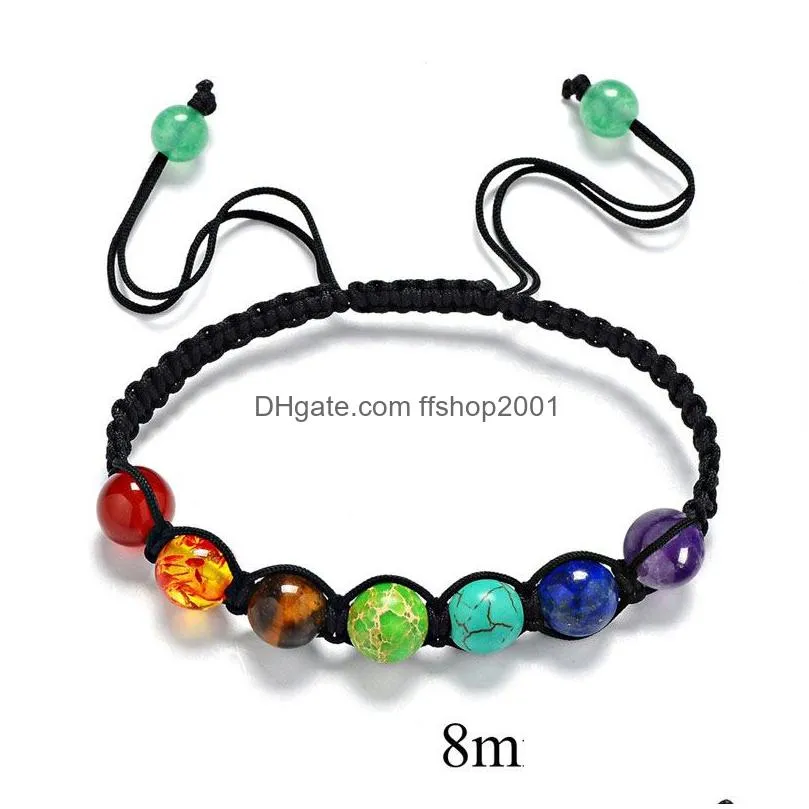 7 yoga chakra bracelet charm reiki natural stone healing balance bracelets buddha women men fashion jewelry will and sandy