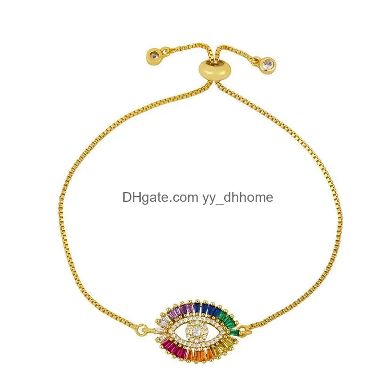 colorful crystal eye bracelet 18k gold chain pull adjustable gemstone diamond bracelets women fashion jewelry gift will and sandy