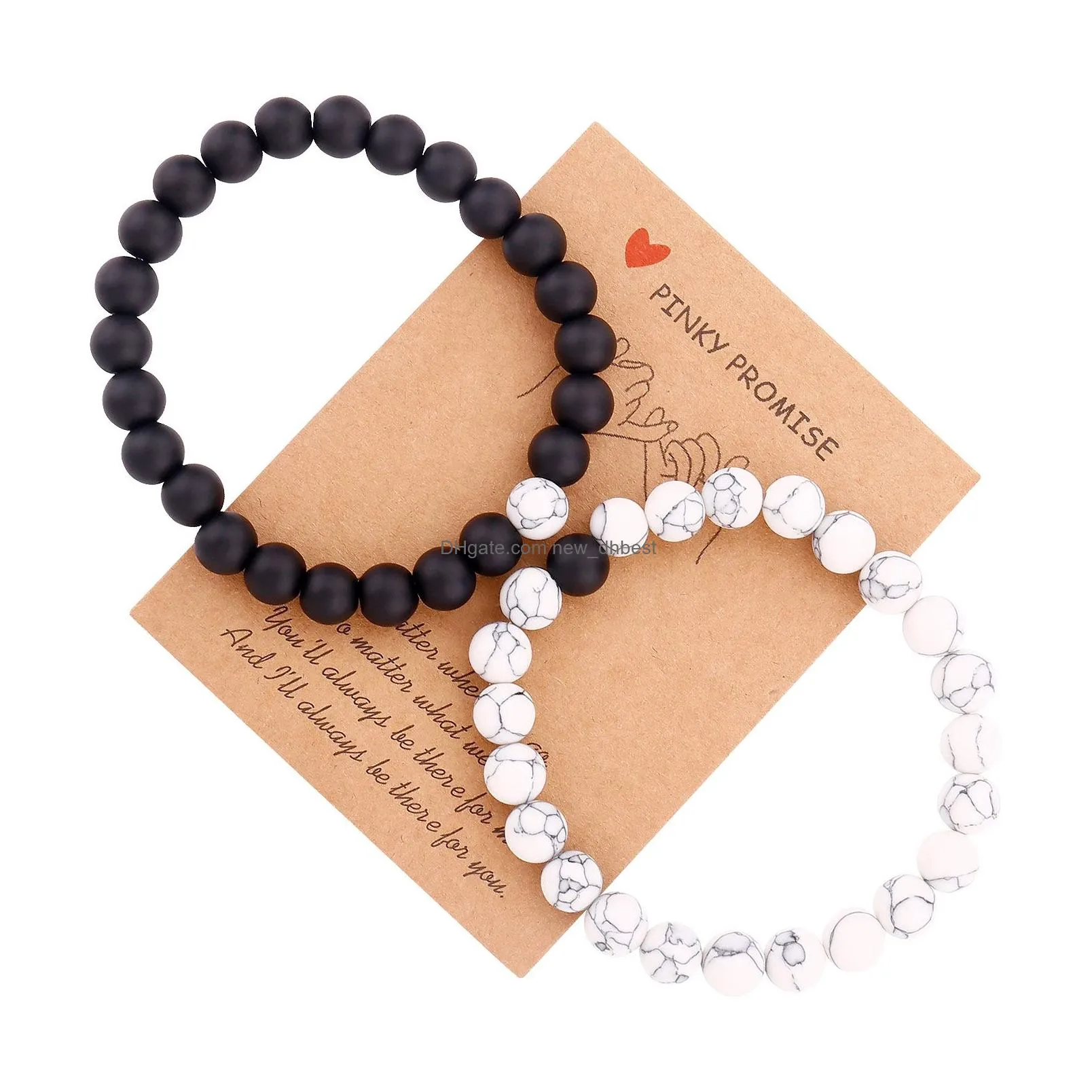 2pcs/set braided strand bracelets men natural stone yingyang lava bead bracelet yoga bangles friend jewelry couple gift set uni