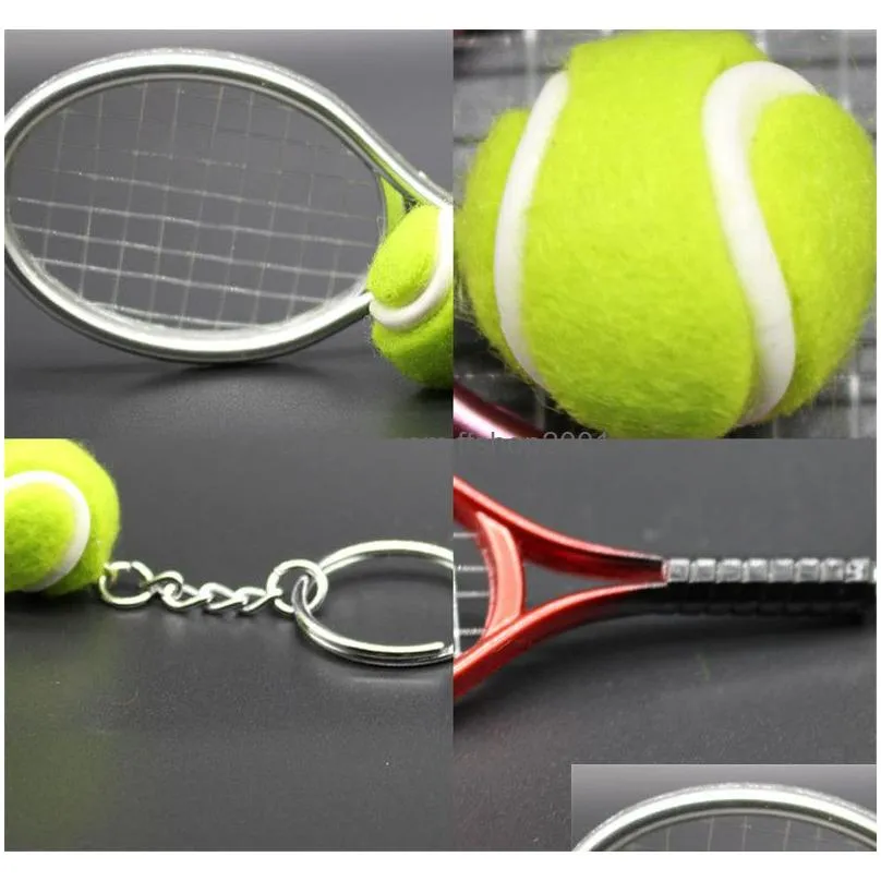 sport tennis rackets keychain tennis ball keyring rings bag hangs woomen men fashion jewelry gift