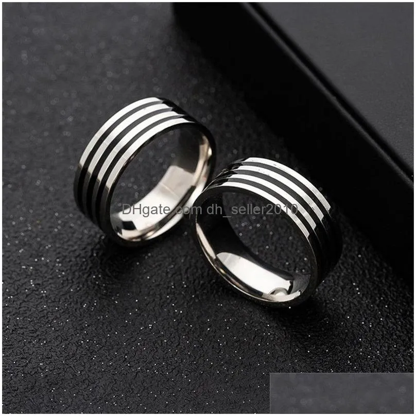 update stainless steel black circel ring enamel rings band women mens fashion jewelry will and sandy 080536
