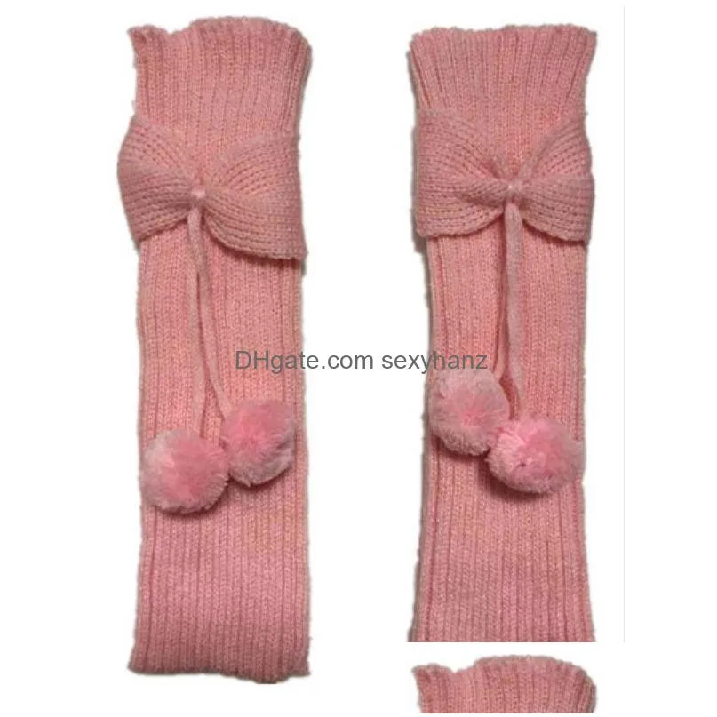 knit bow knot winter warm leg warmers long boots cuff socks for girls fashion accessories