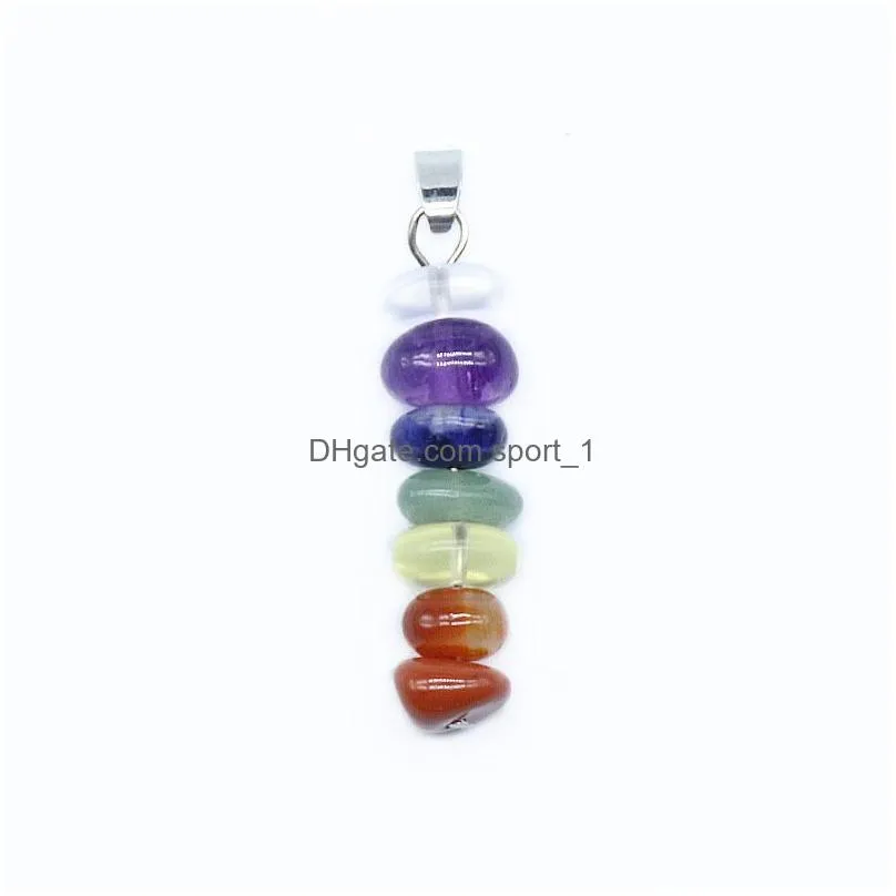 7 chakra necklace healing irregular natural stone agate crystal stacking pendant necklaces organ seven chakra believe fashion jewelry will and