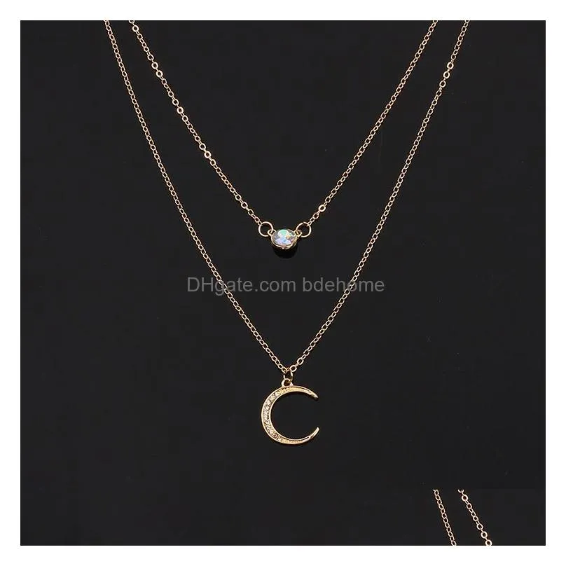 bohemian jewelry 2022 new fashion  jewelry moon multilayer necklace female wholesale christmas women gifts