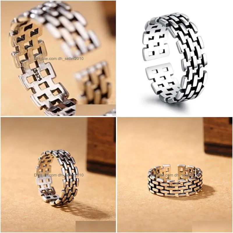 retro hollow silver chain band rings knot finger ring fashion jewelry for women men will and sandy