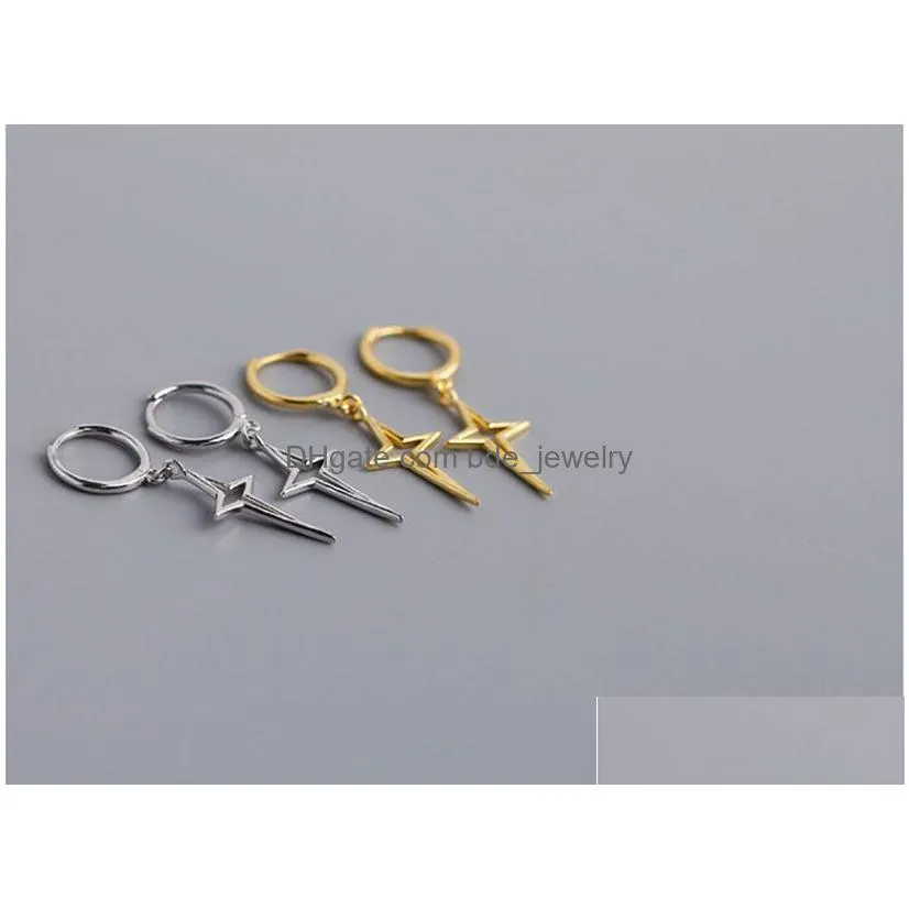 unisex hoop dangle earrings punk metal jewelry brincos silver color geometric cross pendant exaggerate design