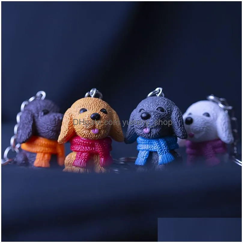 scarve dog figure keychain key rings toy cute bag hangs will and sandy fashion jewelry drop 