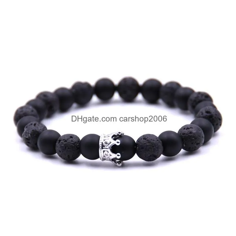 crystal crown natural stone beaded strands bracelet lave rock white howlite diamond bracelets fashion jewelry for women men will and sandy