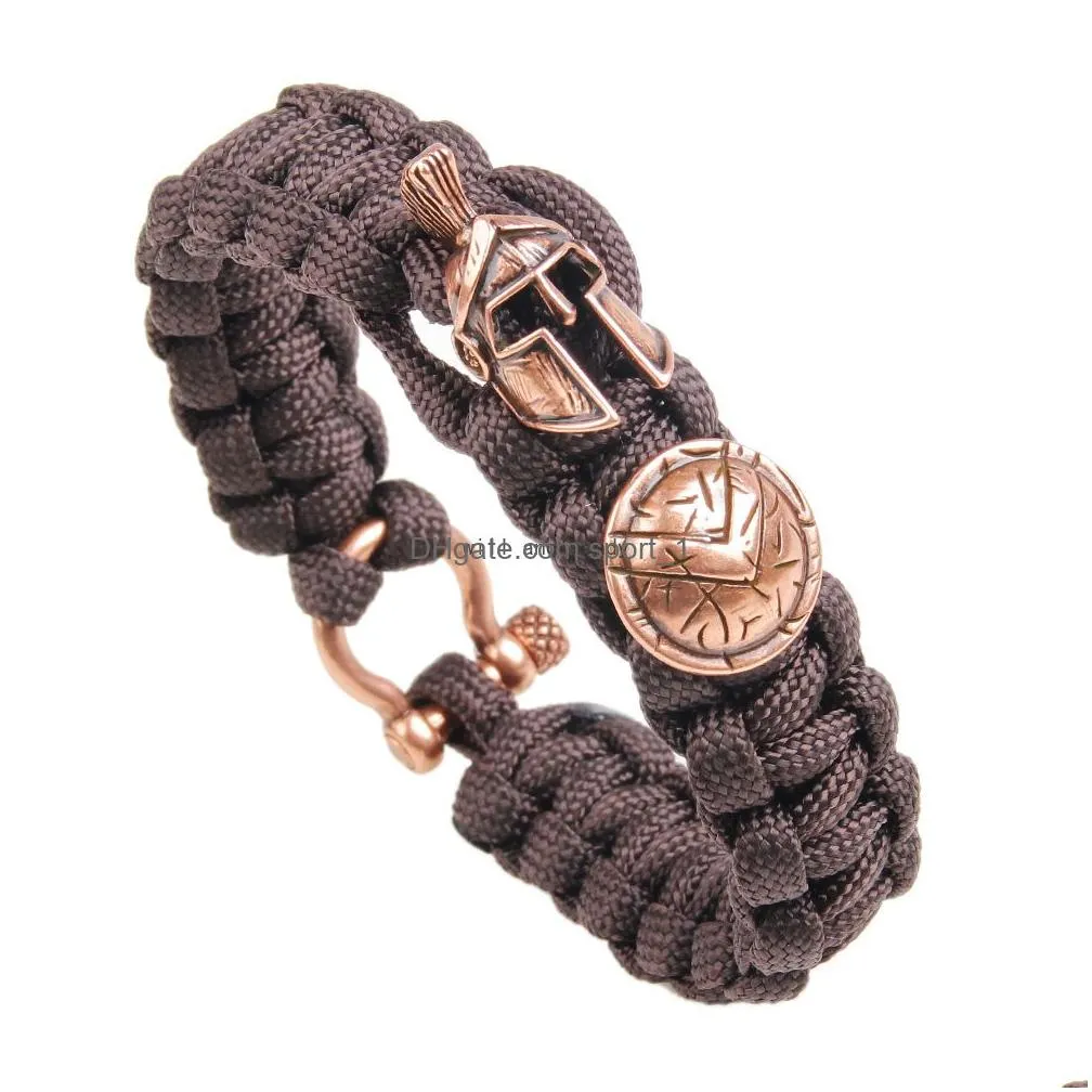 outdoor survival core line bracelet retro roman helmet shield charm bracelets bangle cuff for men fashion hip hop jewelry will and