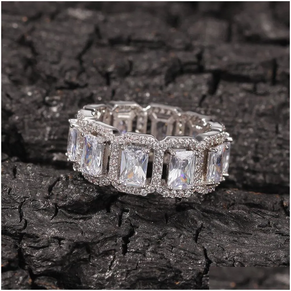 hip hop filled iced out ring bling cubic zirconia diamond rings for women men hiphop fashion fine jewelry
