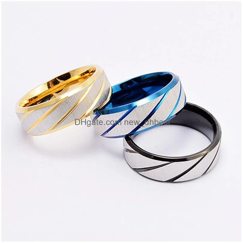 stainless steel cross grain twill ring blue gold couple band rings women mens fashion jewelry gift will and sandy