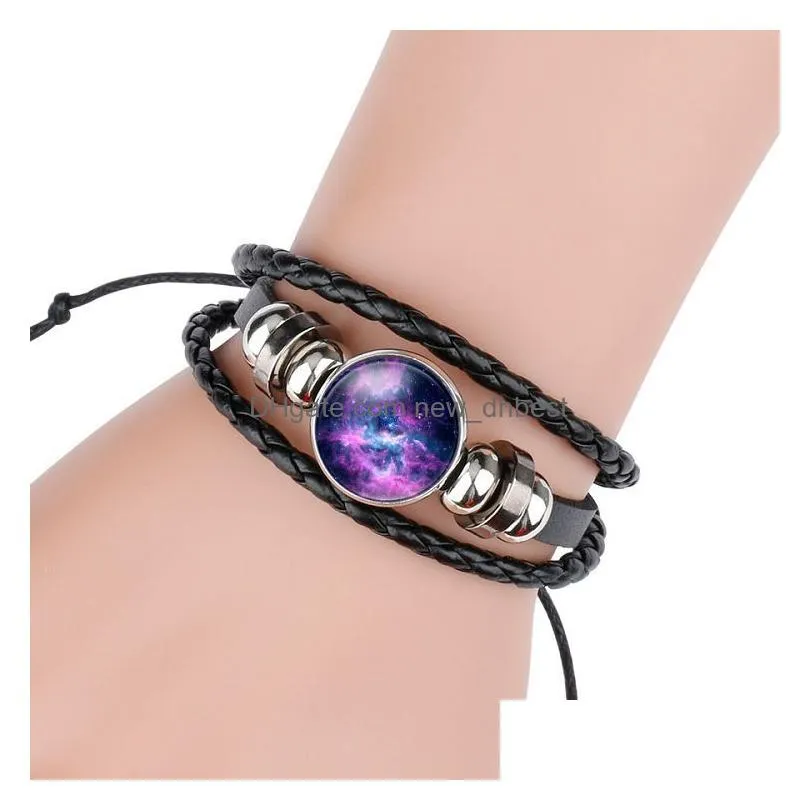 universe sky moon charm glass cabochon bracelet adjustable multilayer bracelets women kids fashion jewelry will and sandy