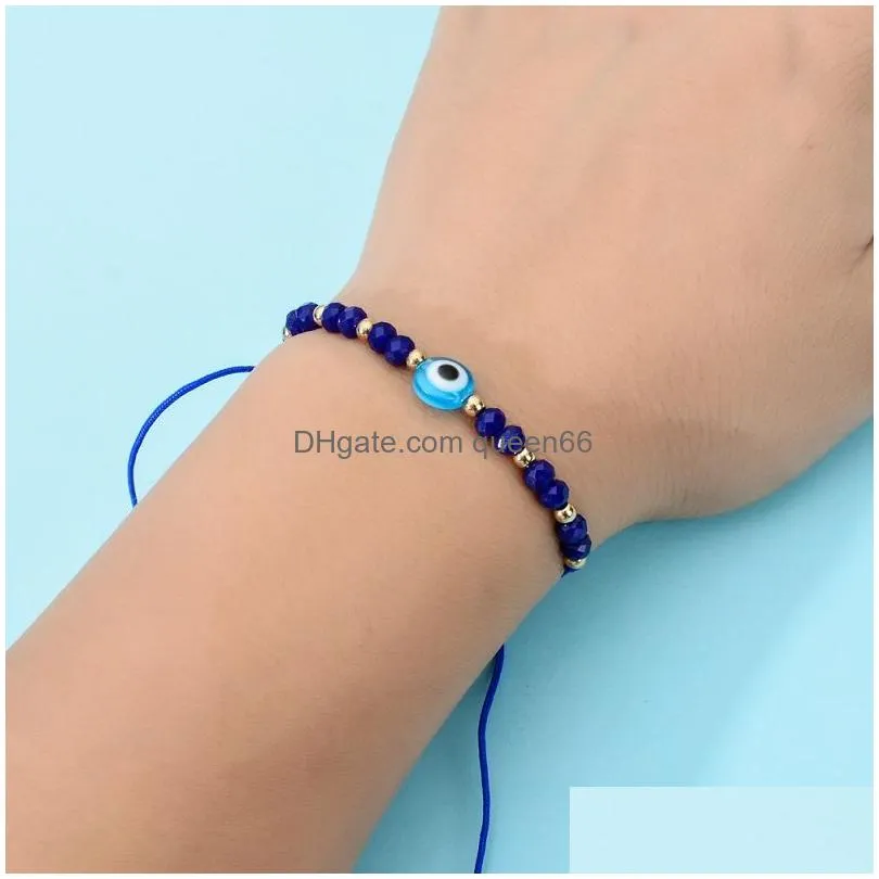 12pcs/set turkey blue evil eye bracelet women handmade rope chain crystal beads bracelets girl party jewelry gift
