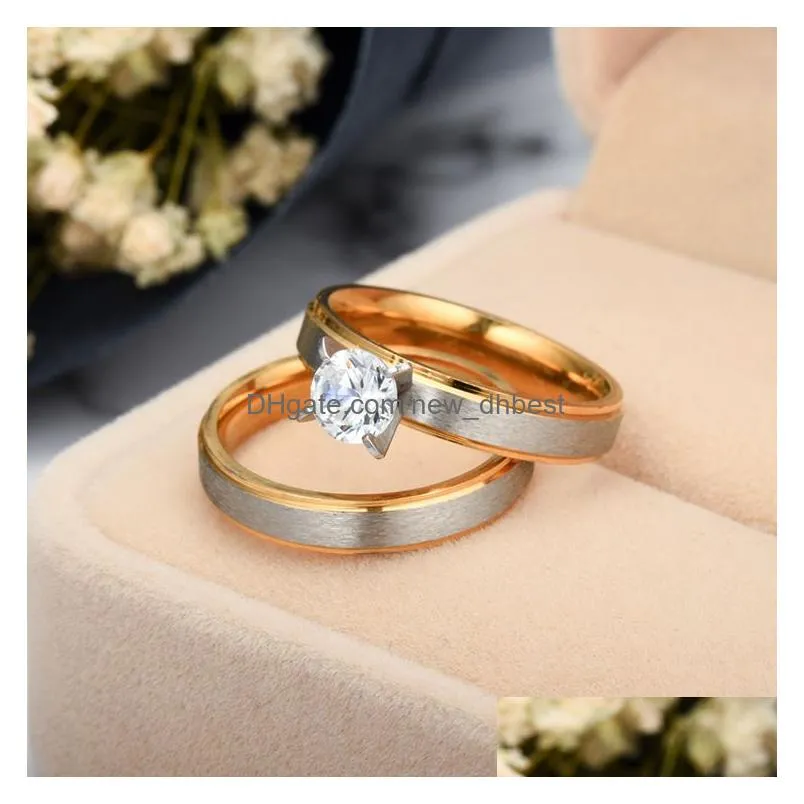 stainless steel diamond ring couple rings new women engagement wedding rings mens ring fashion jewelry