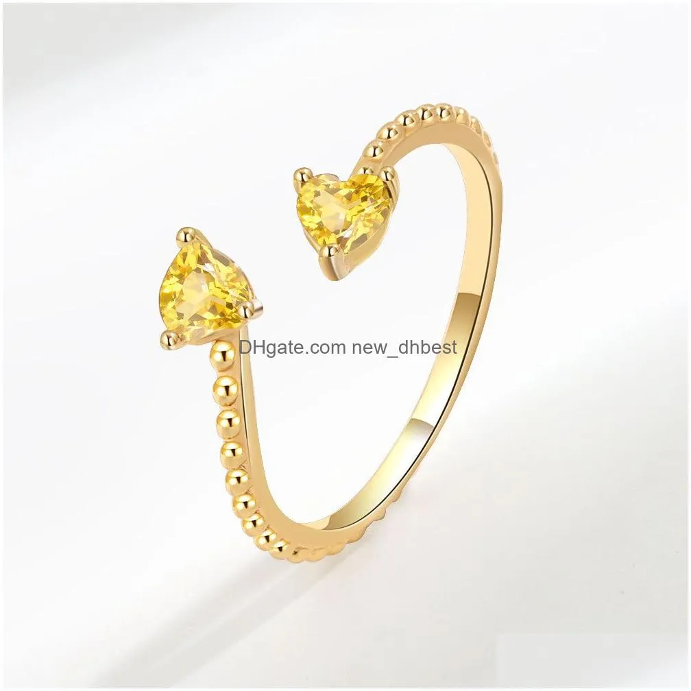 new trendy heart shape zircon wedding rings for women romantic pink engagement girlfriend female metal finger ring jewelry gift
