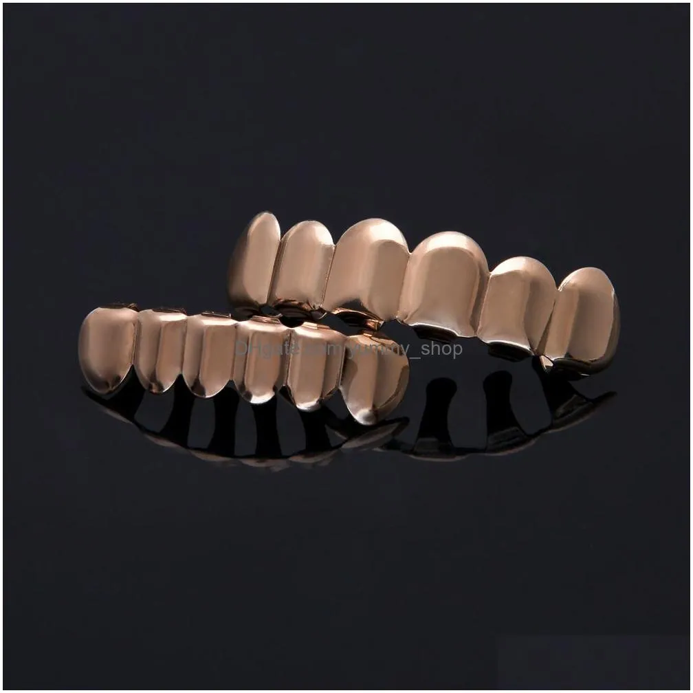 real gold plating teeth grillz glaze gold grillz teeth hip hop bling jewelry men body piercing jewelry 150001