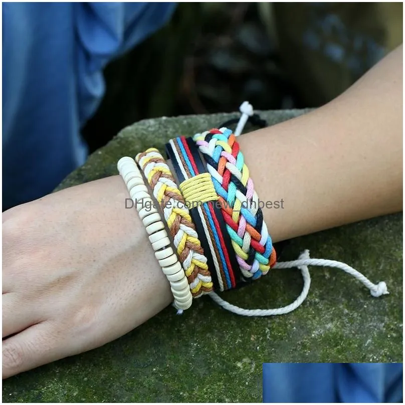 colorful weave multi layer wrap bracelets wood beads adjustable bracelet wristband bangle cuff women men fashion jewelry will and