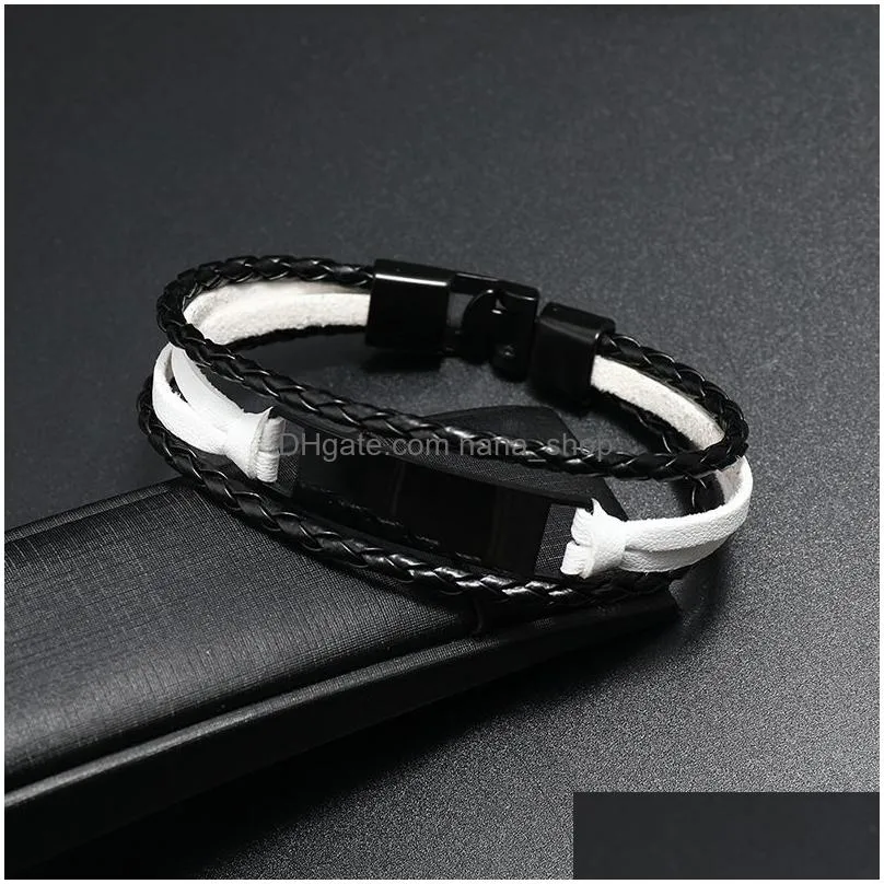 2021 new style handwoven multilayer bracelets combination accessory mens leather bracelet fashion man jewelry wholesale