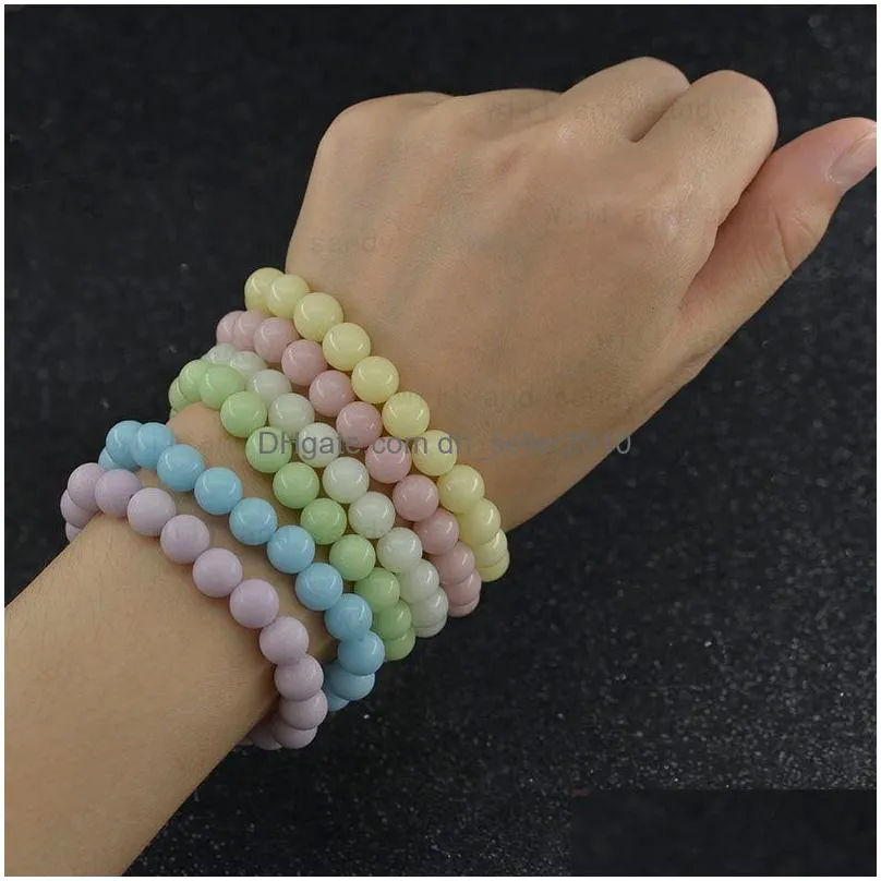 glow in the dark luminous stone beaded strand bracelets multi color fluorescent bracelet for women men fashion jewelry