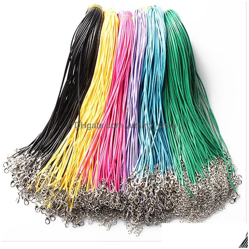 14 colors 50cm wax leather necklace beading cord string rope wire with lobster clasp necklace bracelets diy jewelry findings 