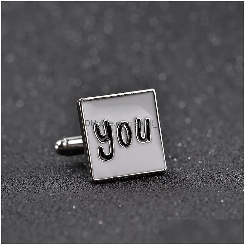 enamel i love you cufflinks lovers business suit shirt cuff links button women mens fashion jewelry valentines day gift will and