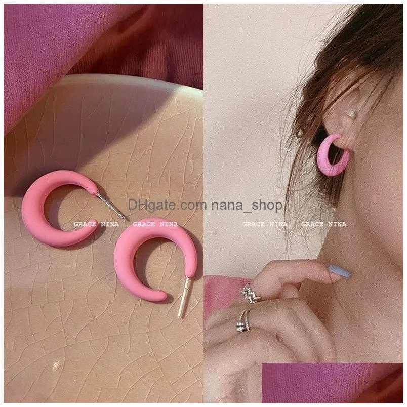 fashion candy color resin circle dangle earrings korean semicircle c shape round acrylic hoop earrings 2022 trendy jewelry gifts