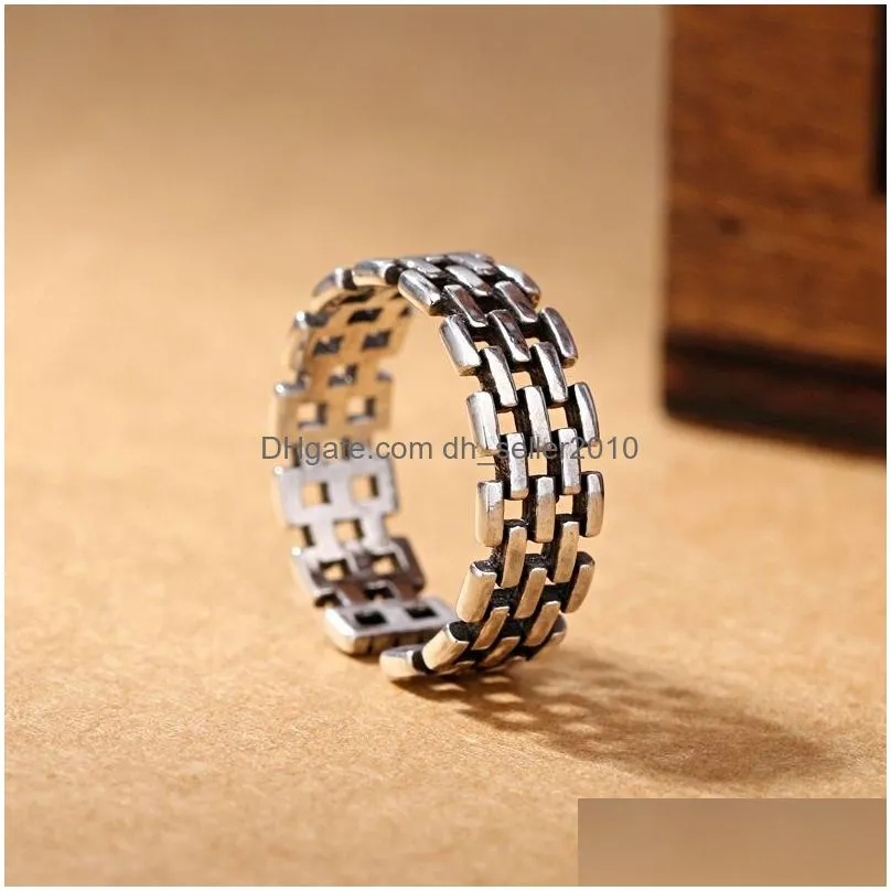 retro hollow silver chain band rings knot finger ring fashion jewelry for women men will and sandy