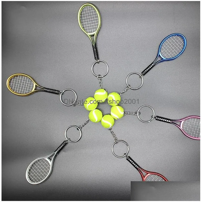 sport tennis rackets keychain tennis ball keyring rings bag hangs woomen men fashion jewelry gift